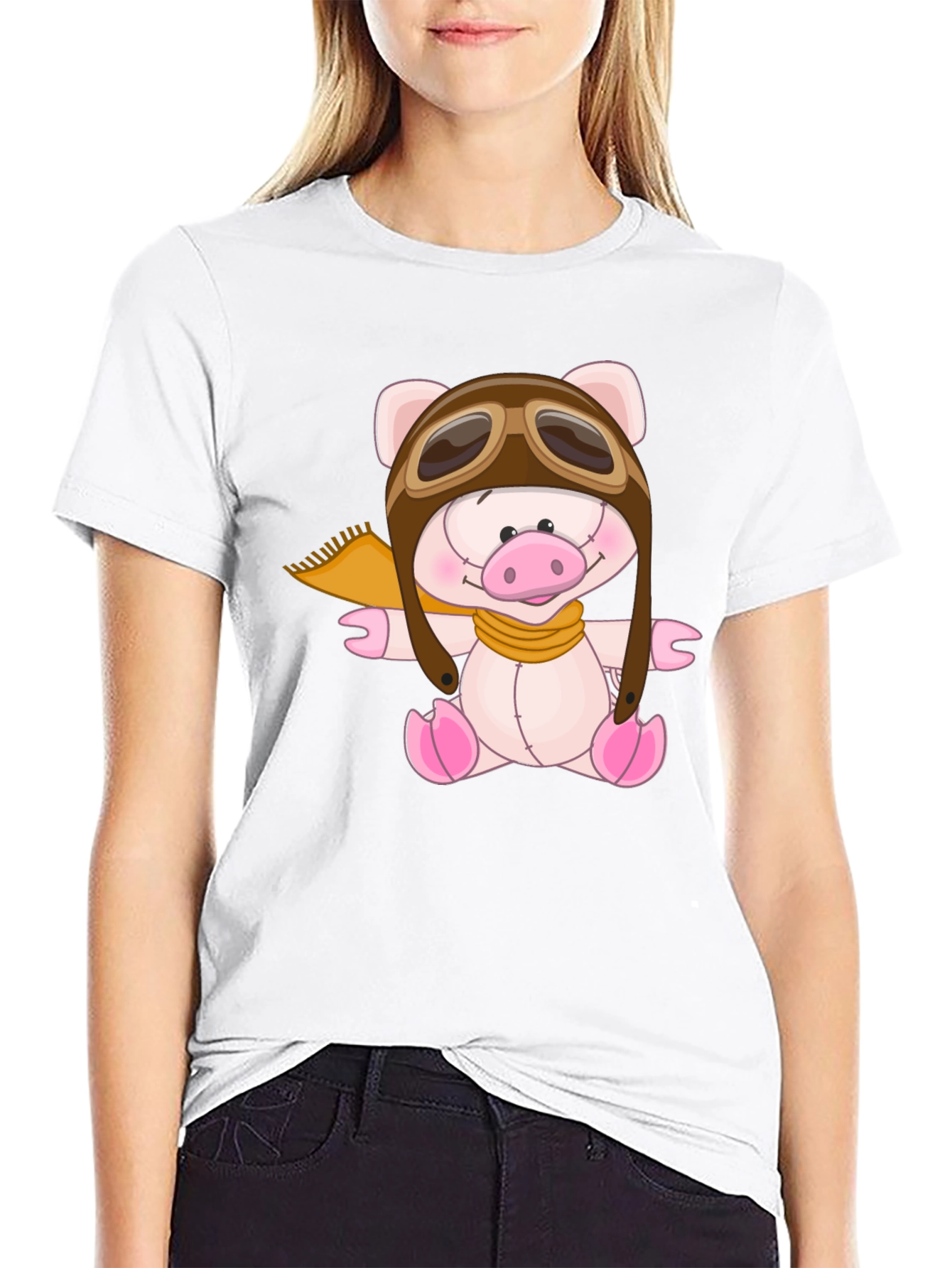 Pilot Pig Black T-Shirt