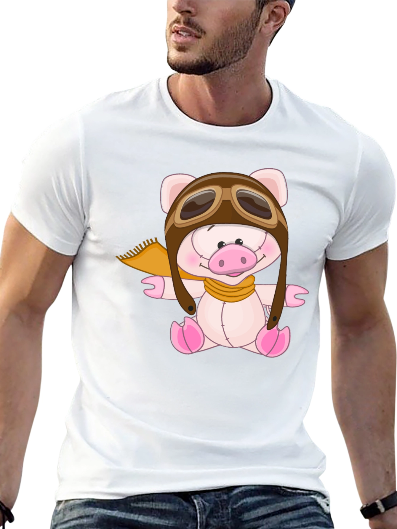 Pilot Pig Black T-Shirt