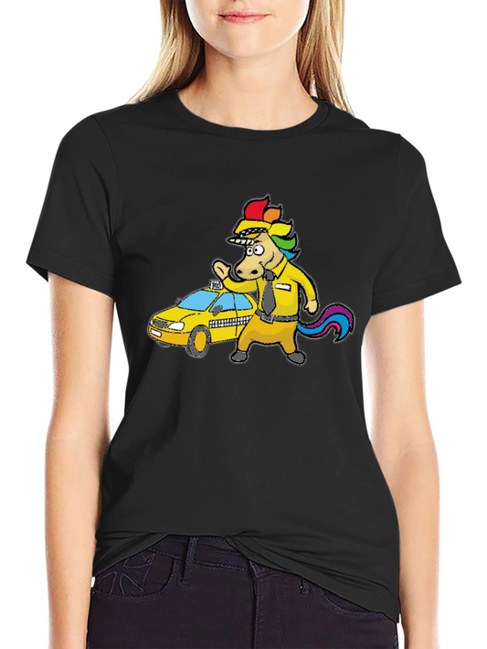 Unicorn Taxi Driver Graphic Tee - Black