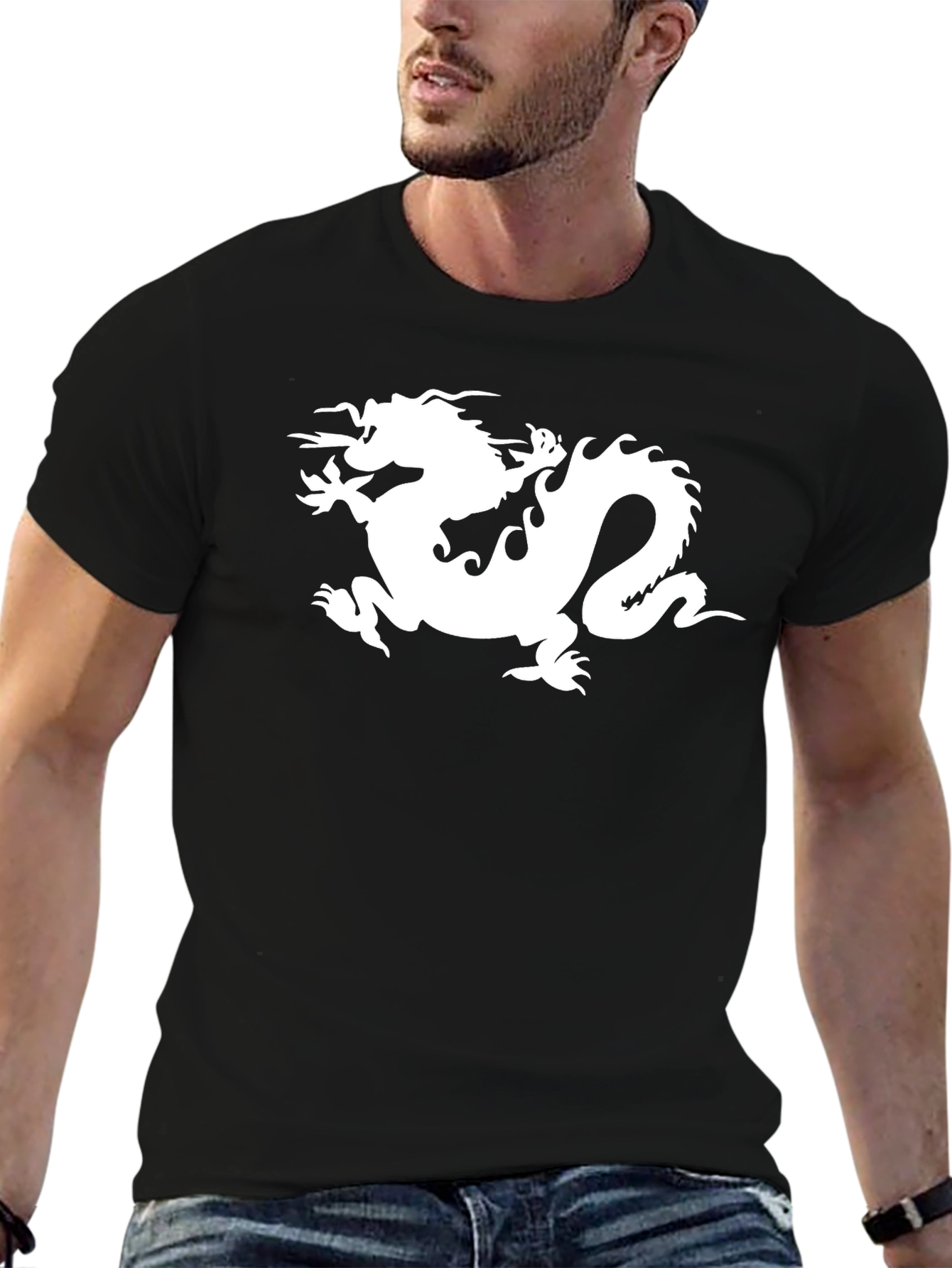 Dragon Graphic Tee - Mens Black Cotton T-Shirt