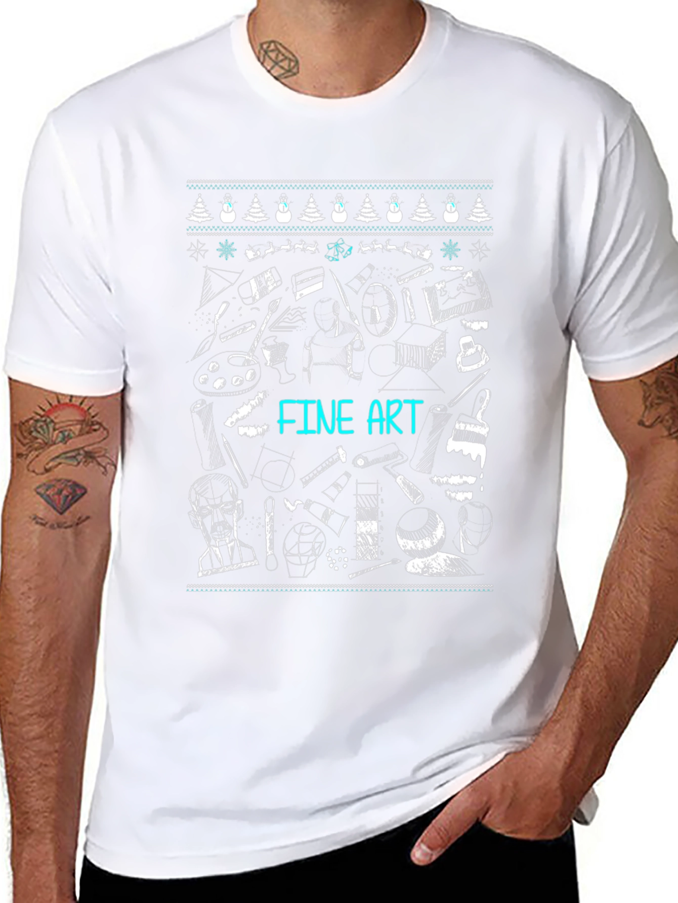 Fine Art Christmas Sweater Pattern T-Shirt