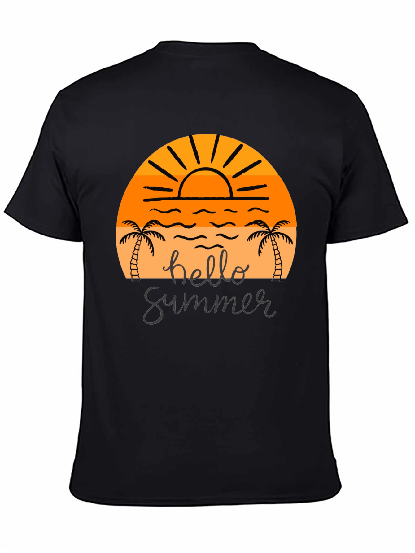 Hello Summer Graphic Tee - Black Cotton T-Shirt