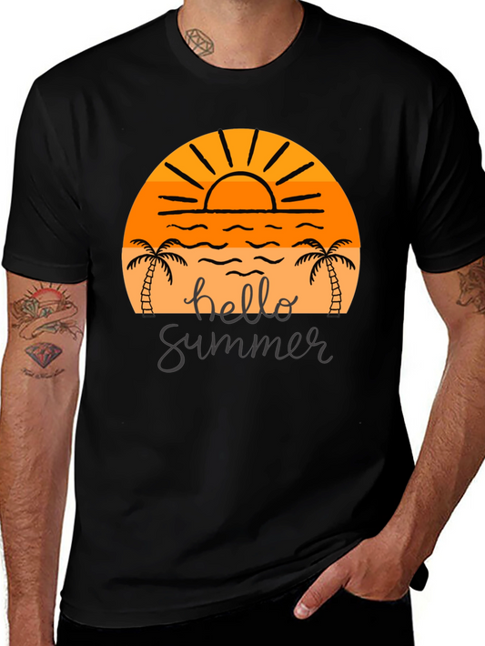 Hello Summer Graphic Tee - Black Cotton T-Shirt
