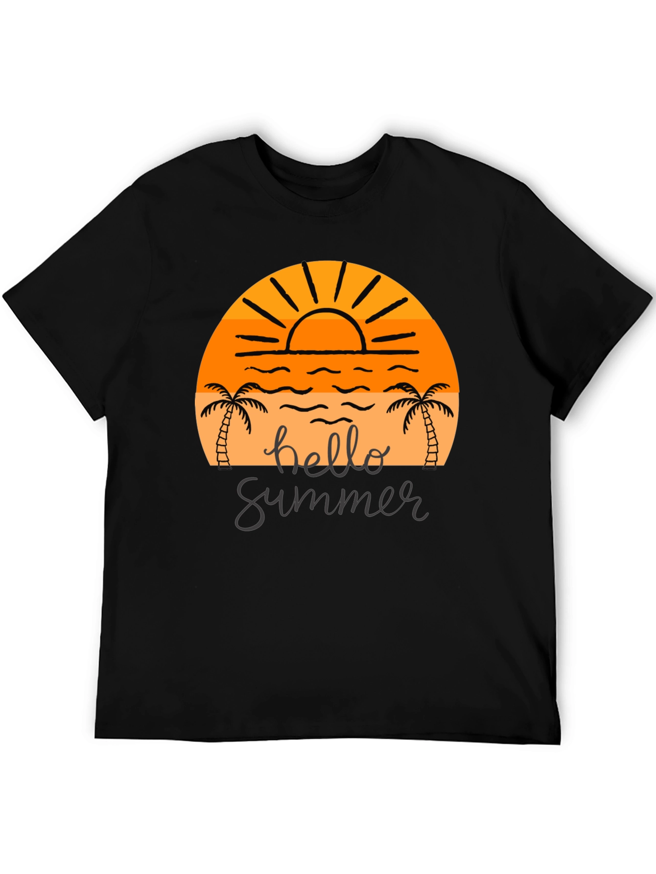 Hello Summer Graphic Tee - Black Cotton T-Shirt