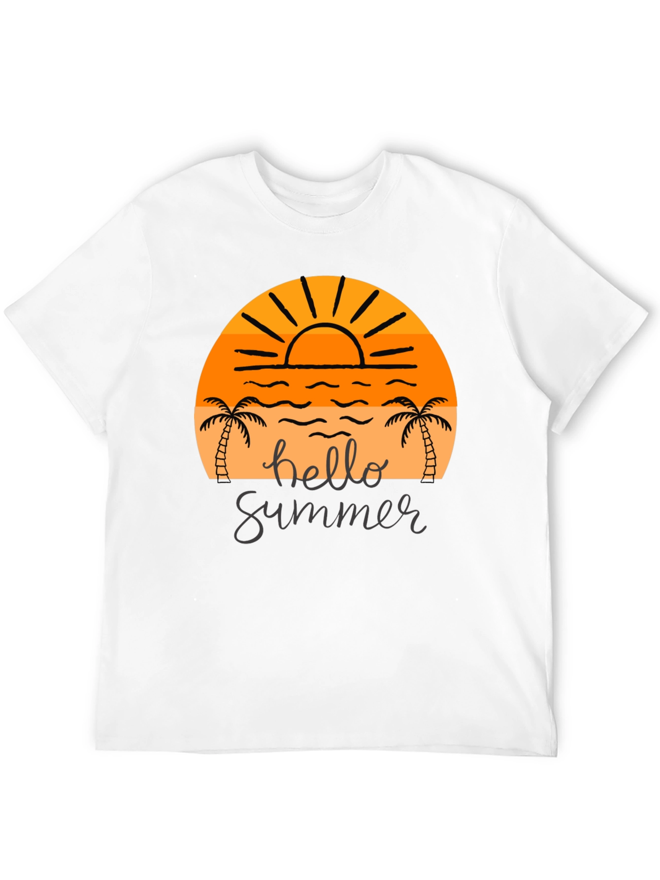 Hello Summer Graphic Tee - Black Cotton T-Shirt