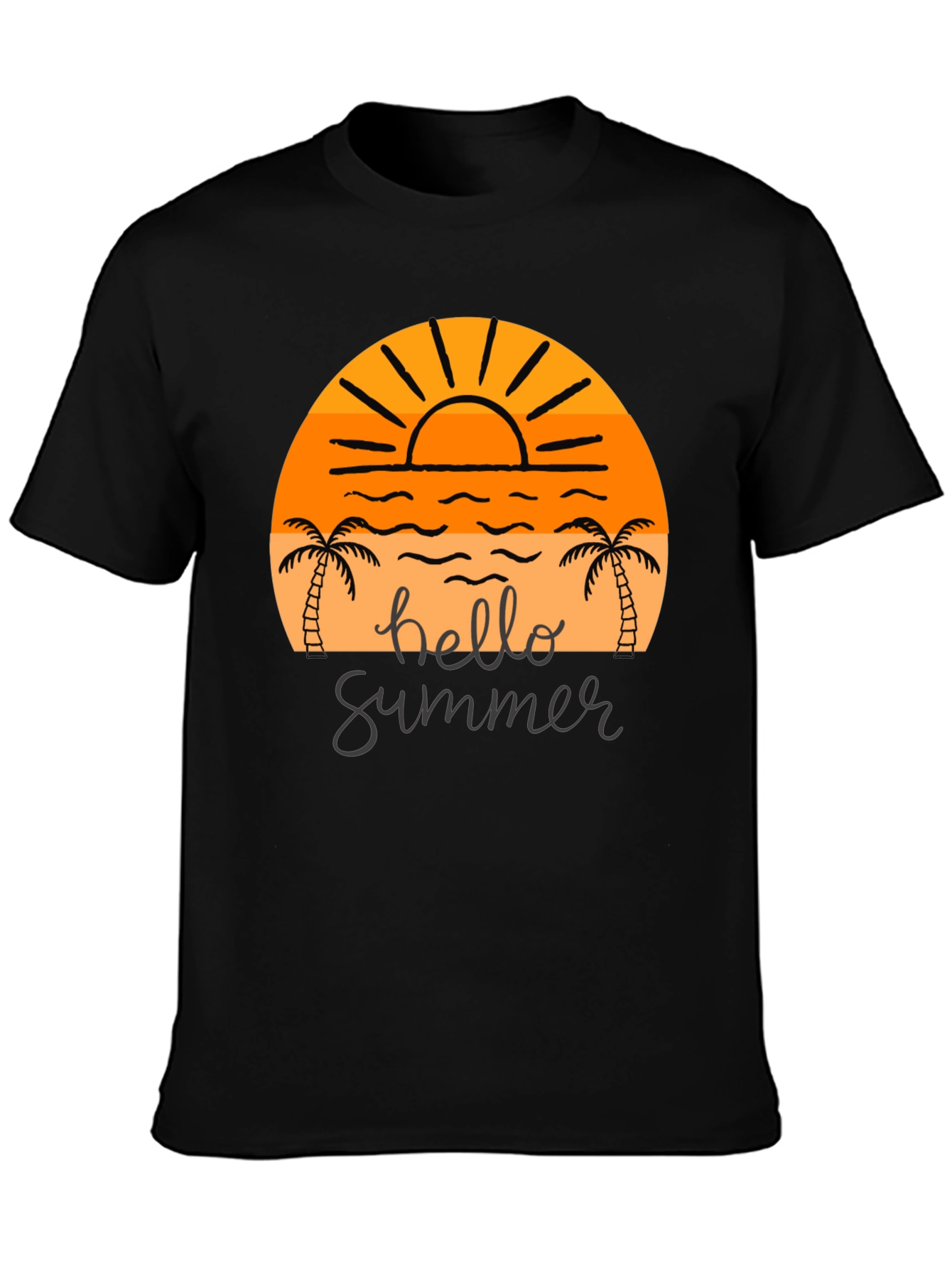 Hello Summer Graphic Tee - Black Cotton T-Shirt
