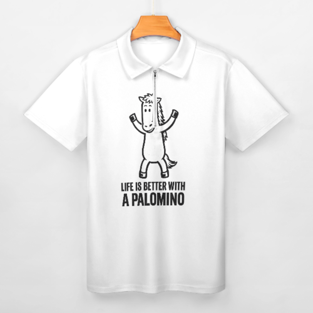 Life Is Better With a Palomino Graphic Polo Shirt – Cute Horse Lover Quarter Zip Casual Tee(z769)