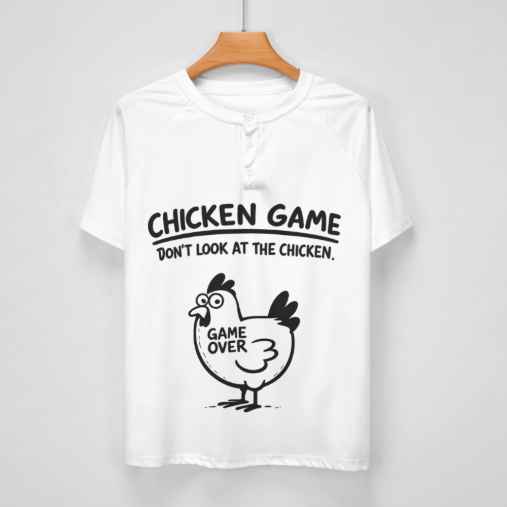 Funny Chicken Game Graphic T-Shirt, Silly Humor Tee, Retro Cartoon Chicken Shirt, Casual Meme Style Apparel For Everyday Laughs(z745)