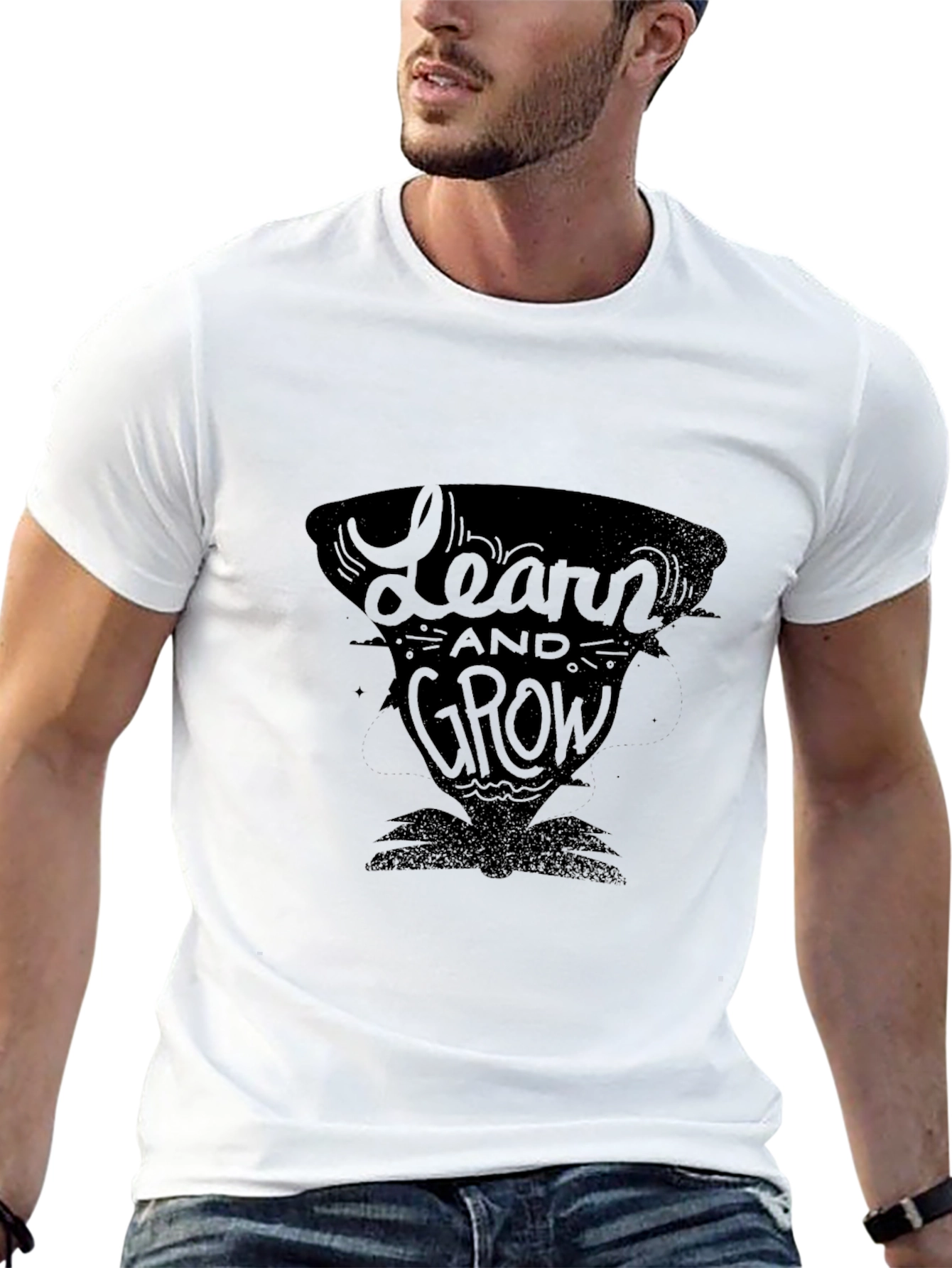 Learn and Grow Black Graphic Tee