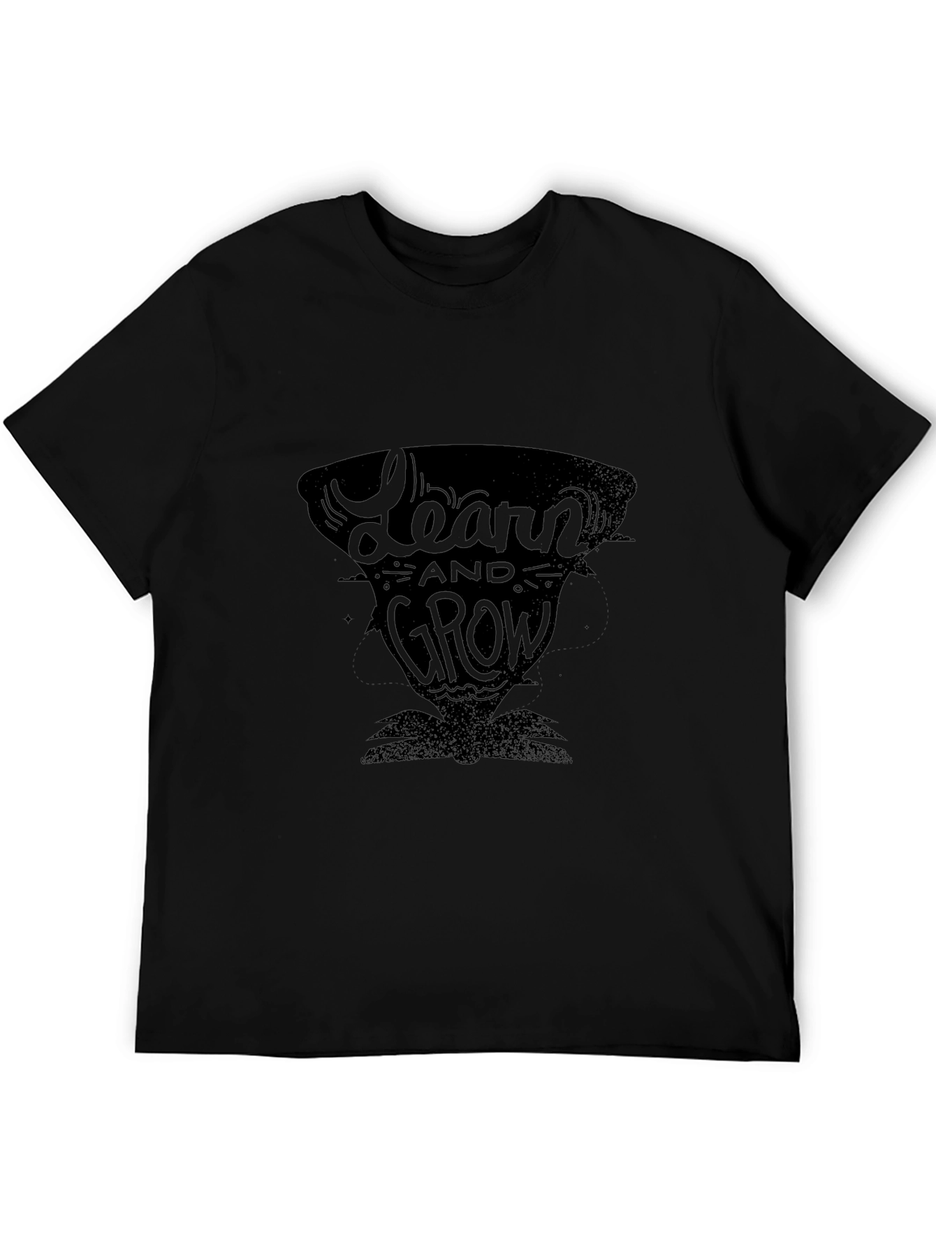 Learn and Grow Black Graphic Tee