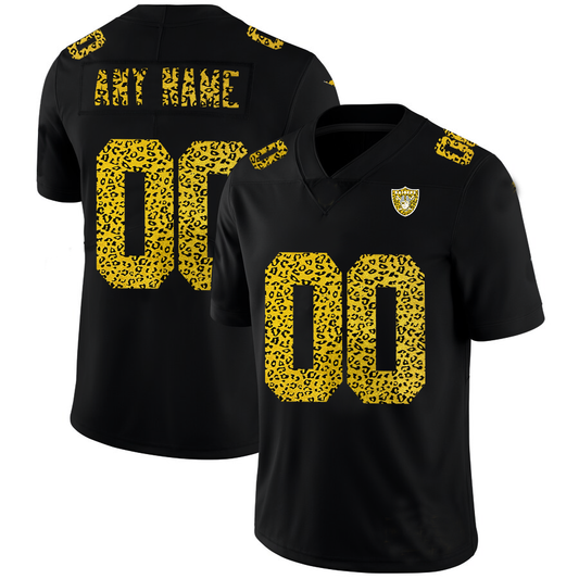 Custom1 Las Vegas Raiders Leopard Print Fashion Vapor Limited Jerseys Black Stitched American Football Jerseys
