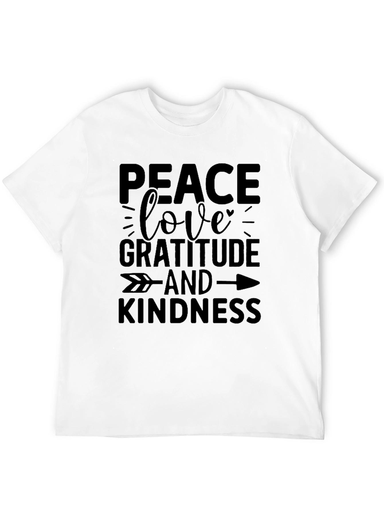 Peace Love Gratitude Kindness Black T-Shirt