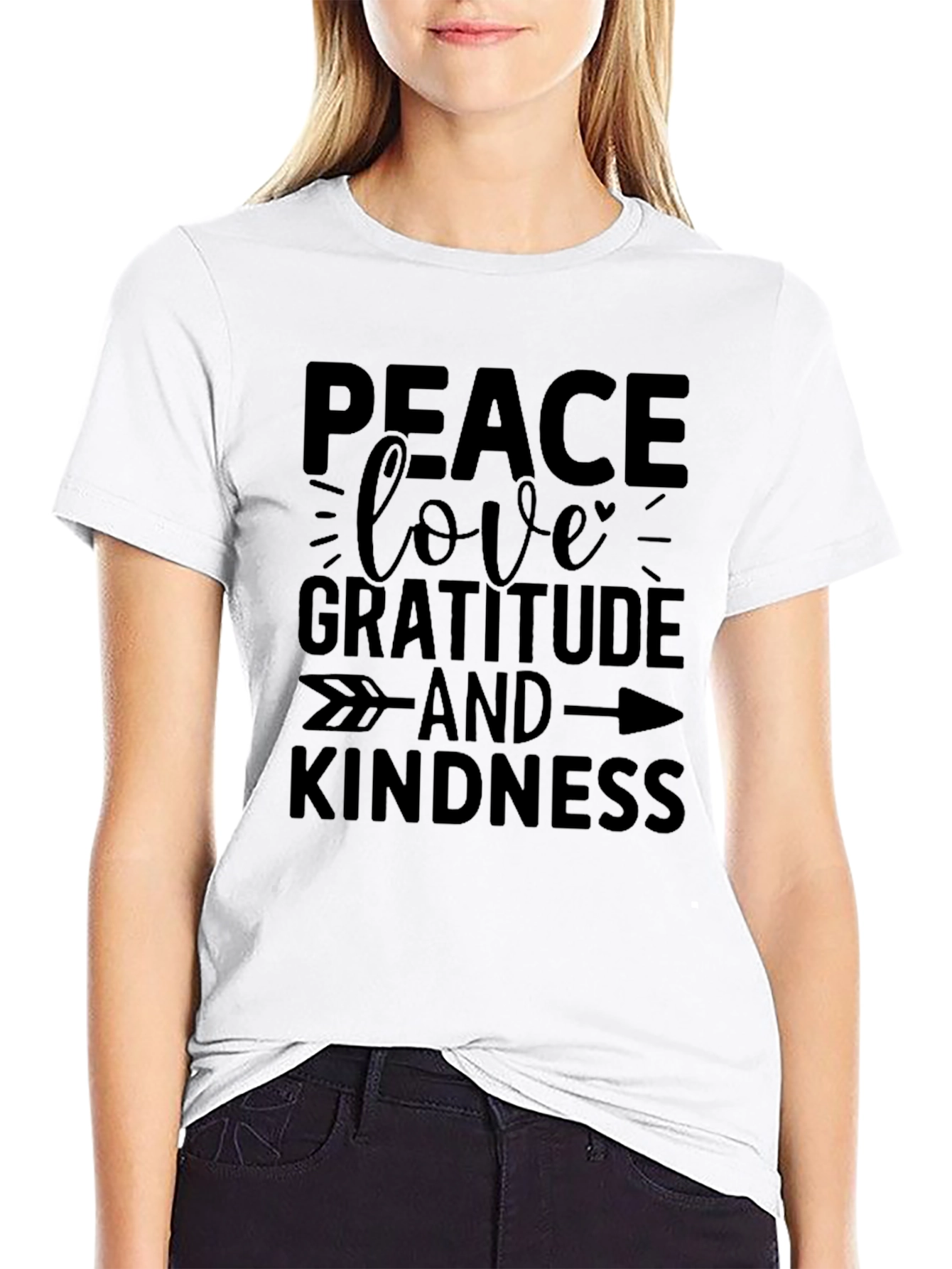 Peace Love Gratitude Kindness Black T-Shirt