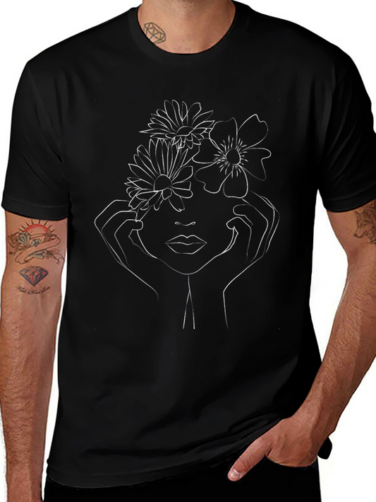 Floral Face Graphic Tee - Unisex Soft Cotton Shirt
