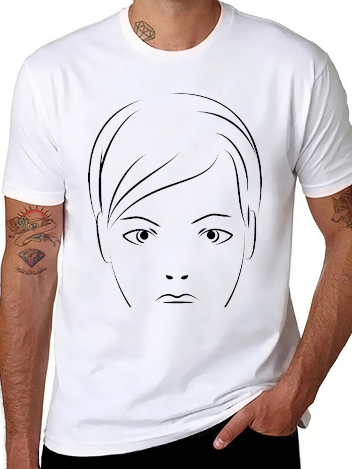Minimalist Face Graphic Black T-Shirt