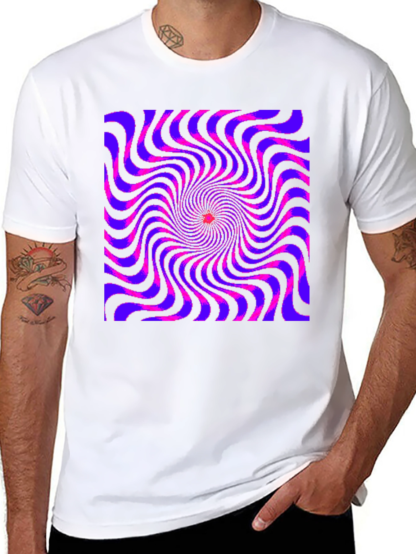 Optical Illusion Spiral Graphic Tee - Black