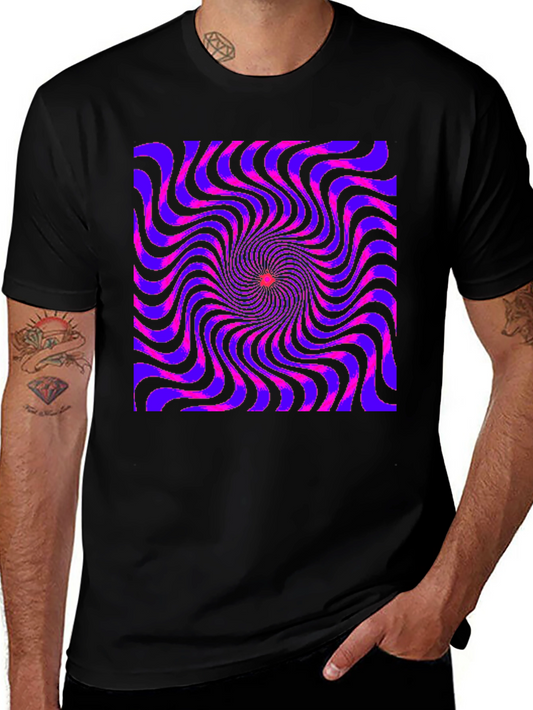 Optical Illusion Spiral Graphic Tee - Black