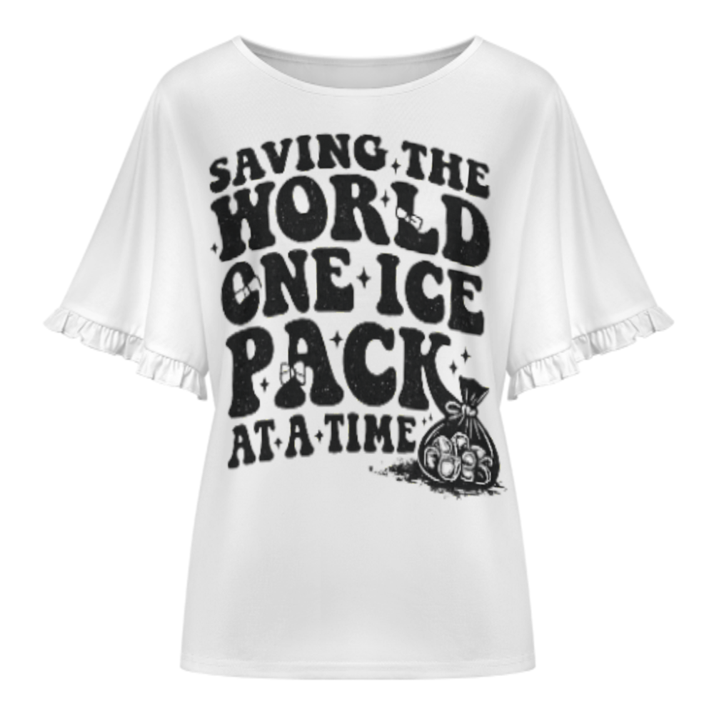 Saving The World One Ice Pack At A Time Graphic Tee, Funny Nurse Shirt, Medical Humor T-Shirt, Healthcare Worker Gift, Retro Comfort Top(z621)