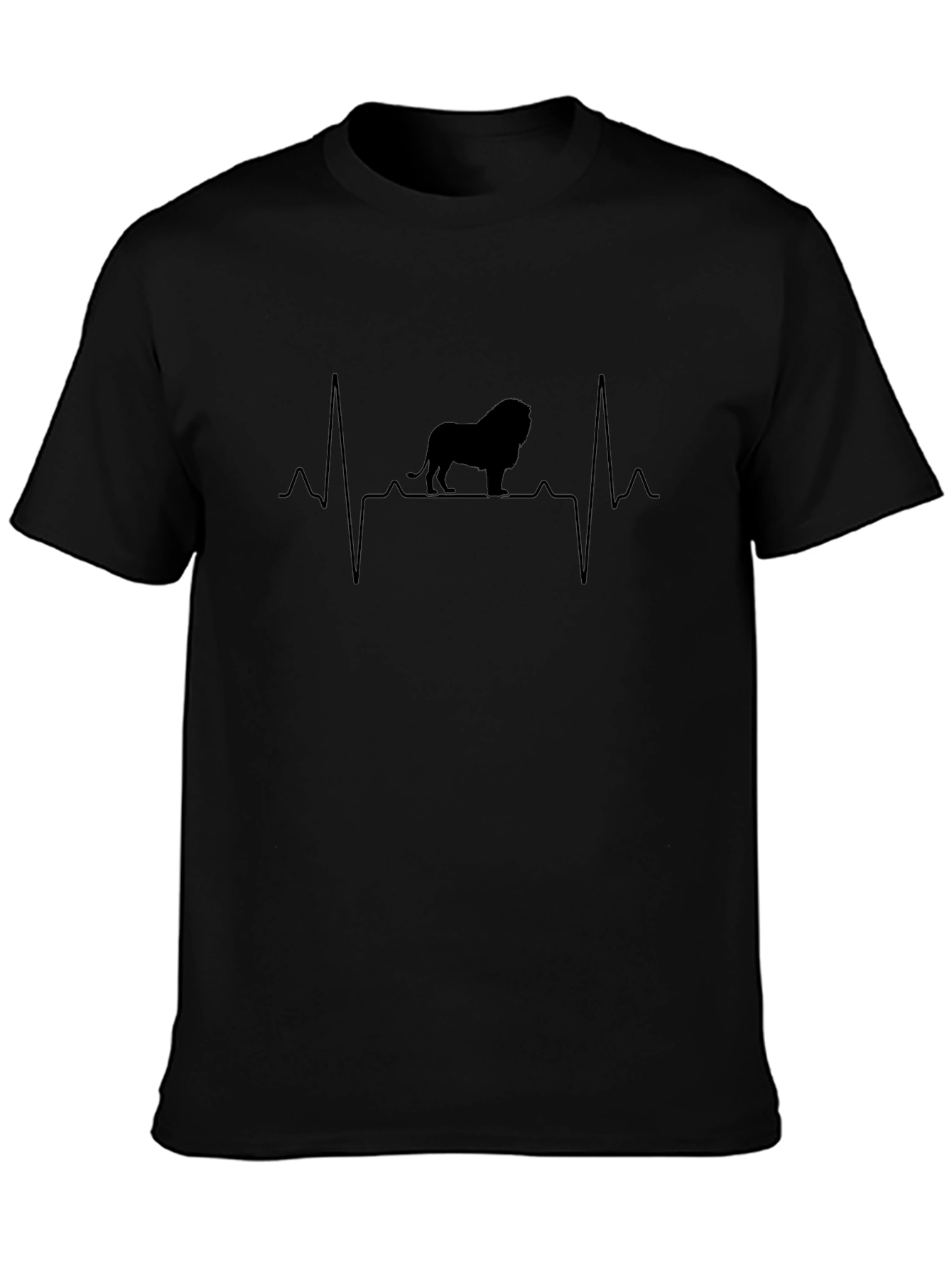 Lion Heartbeat Graphic Black T-Shirt