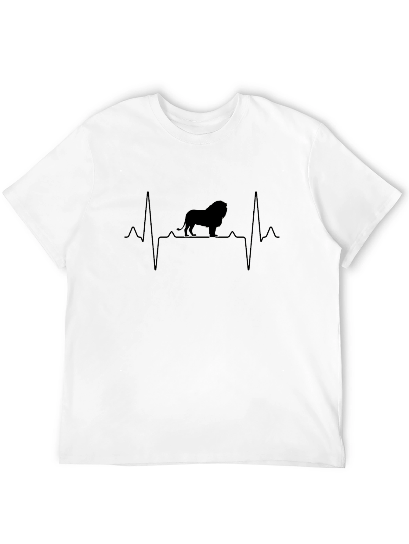 Lion Heartbeat Graphic Black T-Shirt