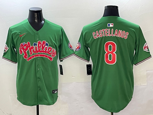 Men's Philadelphia Phillies Nick Castellanos #8 Green Game Jerseys