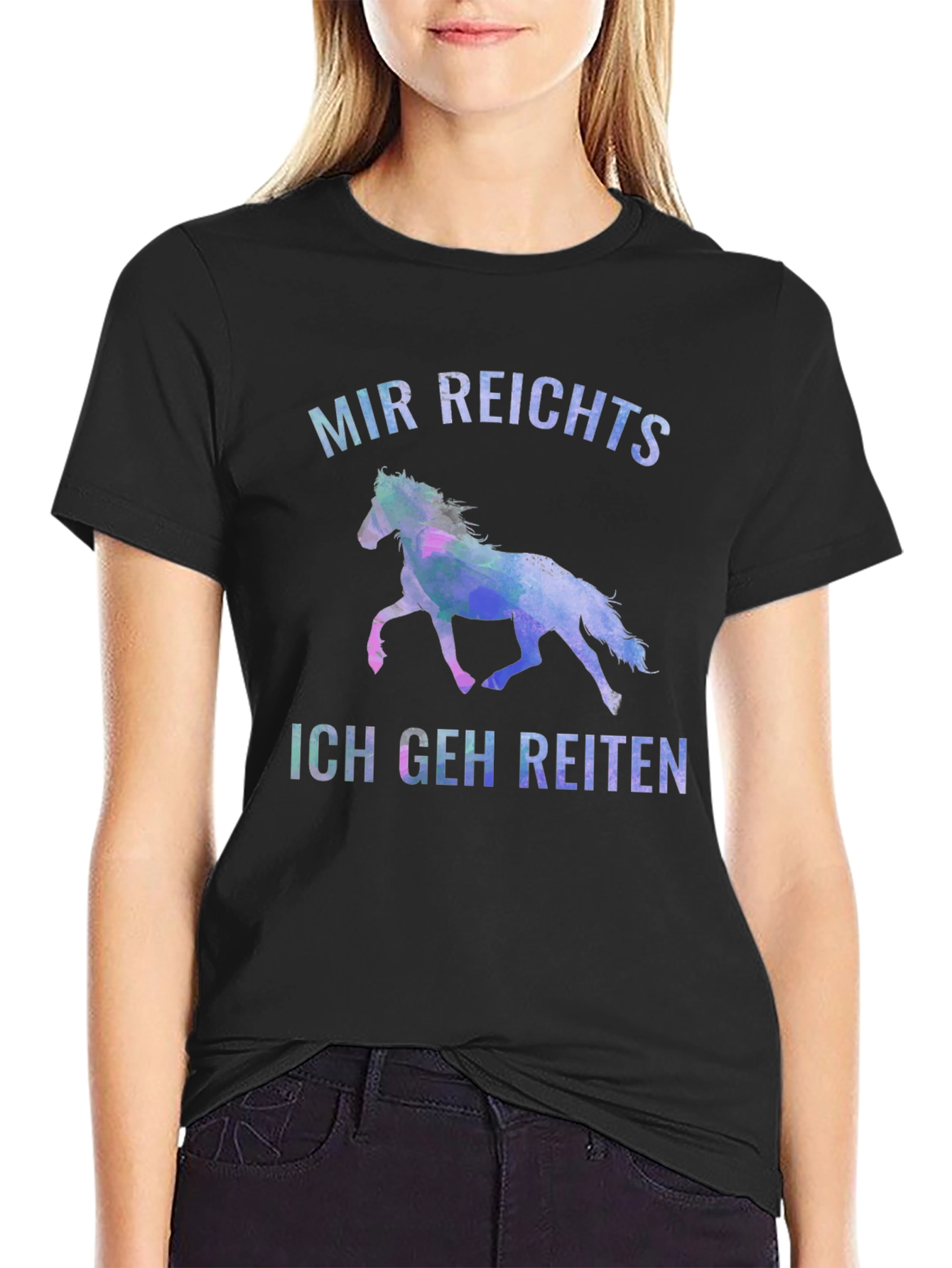 Mir Reichts Ich Geh Reiten Black T-Shirt