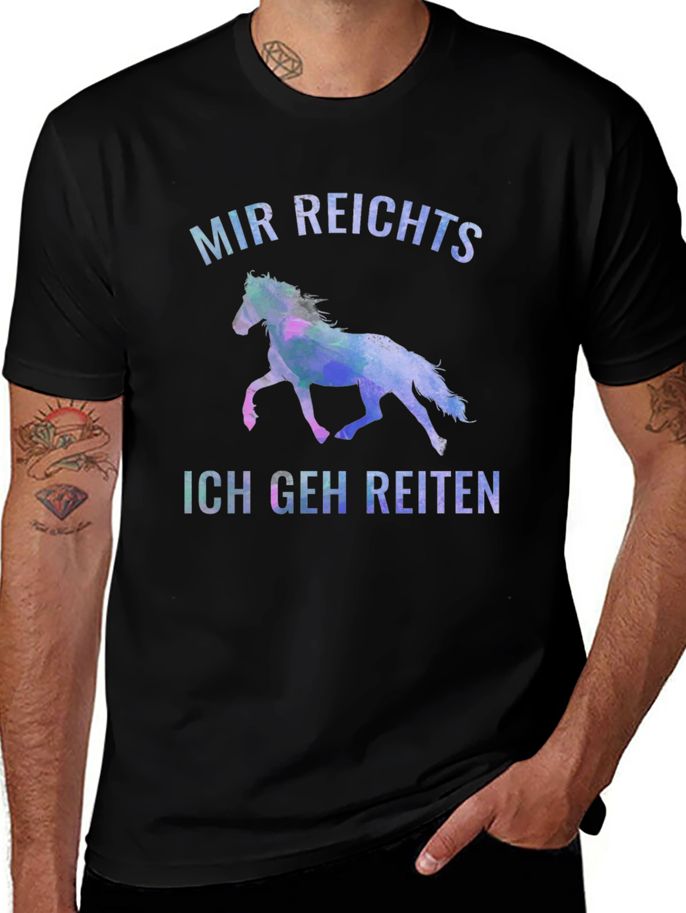 Mir Reichts Ich Geh Reiten Black T-Shirt