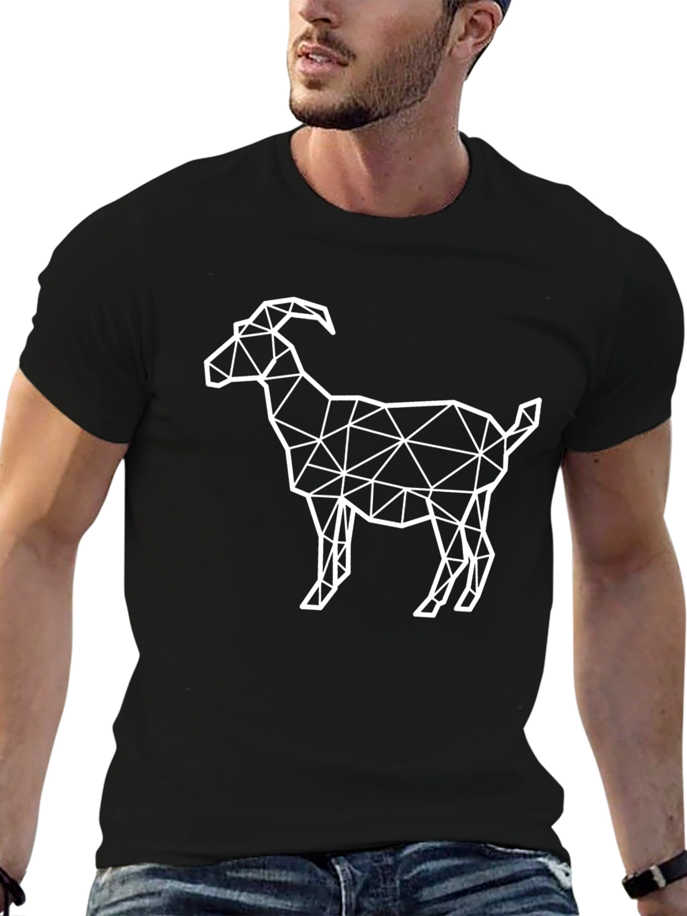 Geometric Goat T-Shirt - Modern Animal Graphic Tee