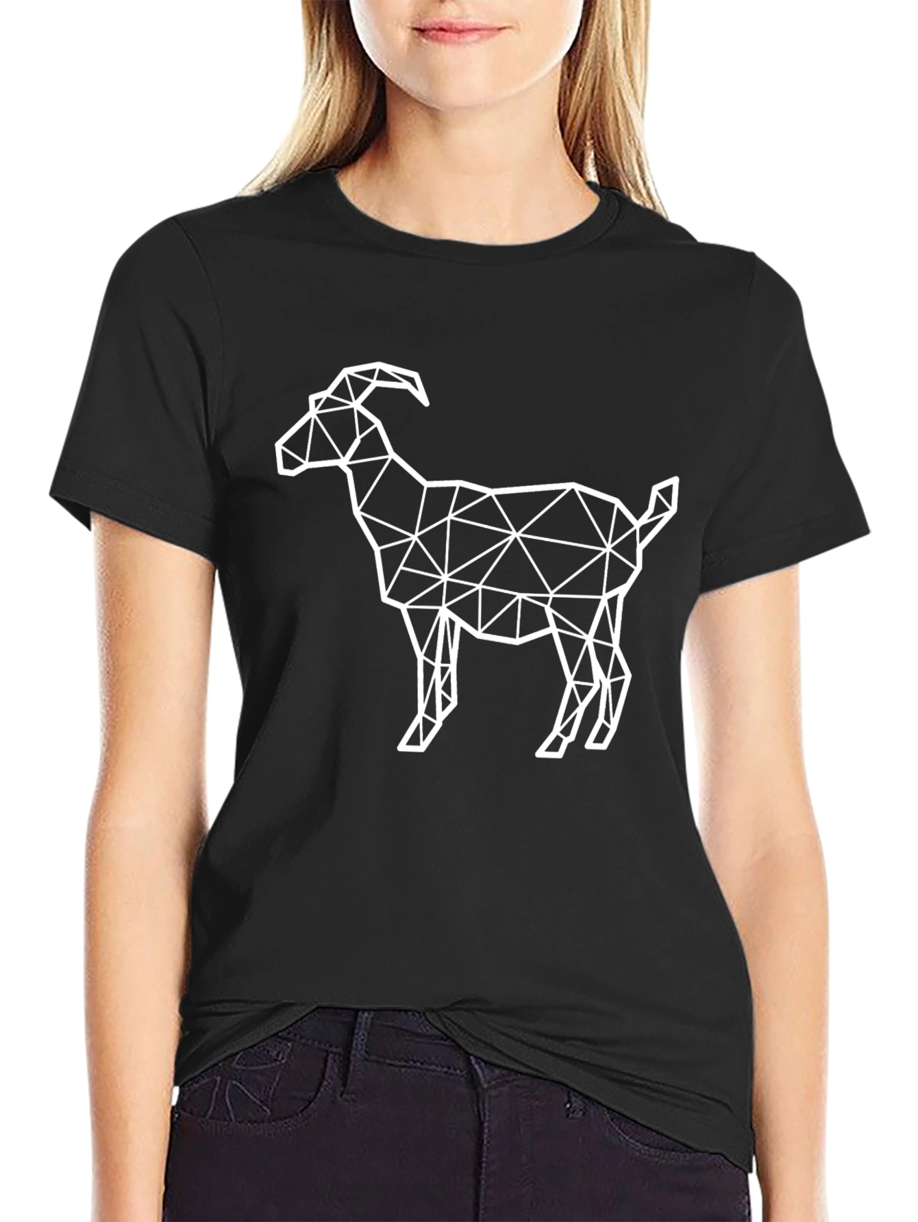 Geometric Goat T-Shirt - Modern Animal Graphic Tee
