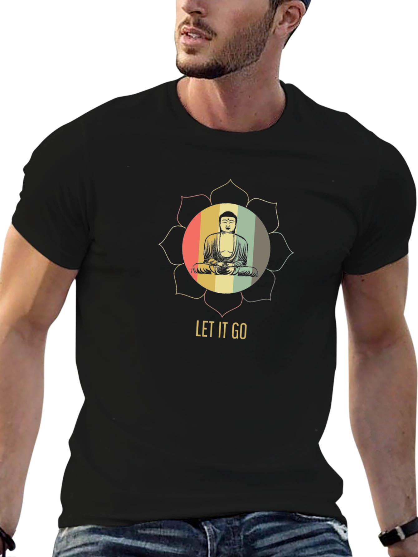 Let It Go Buddha Graphic Tee - Black