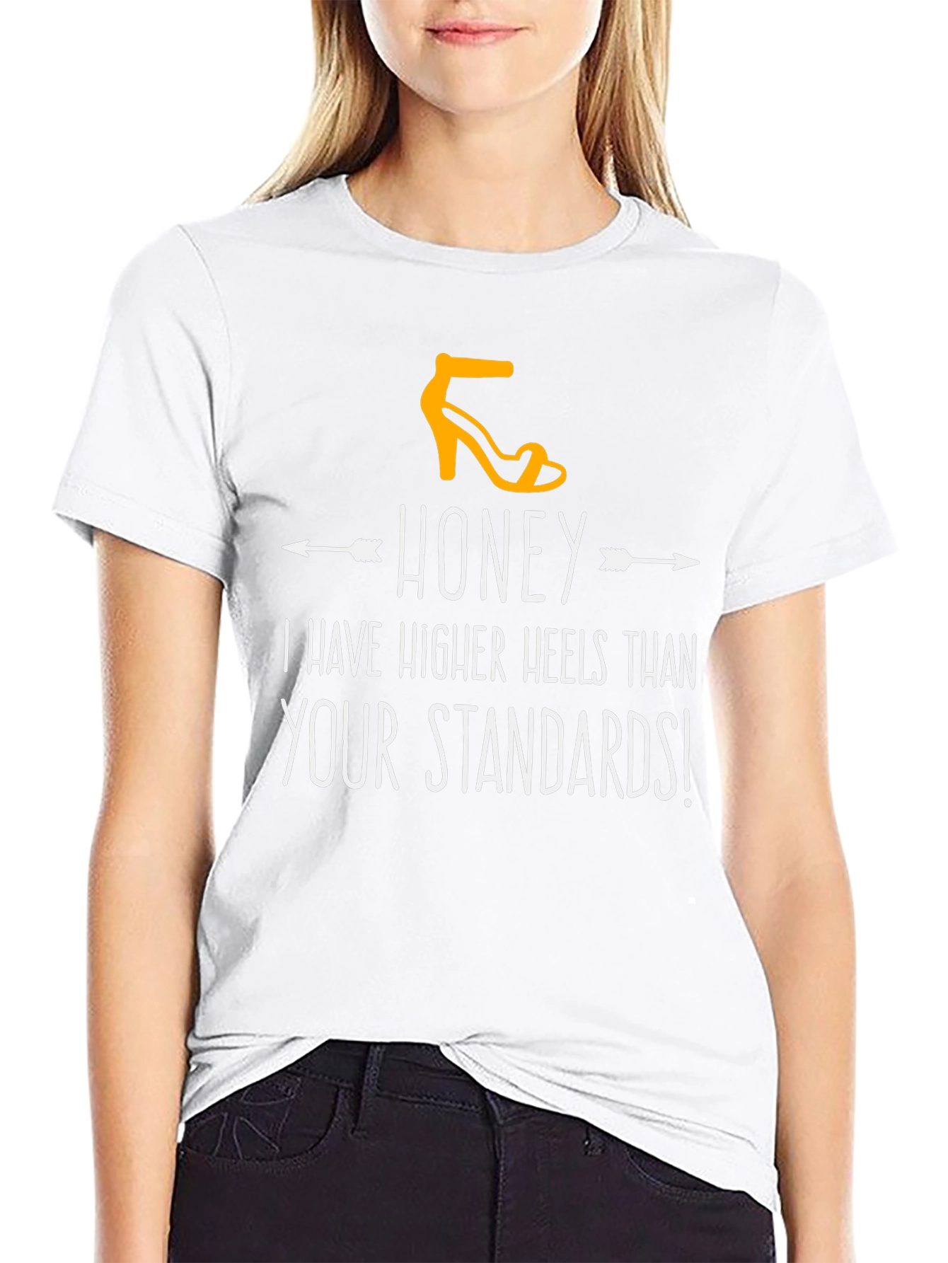 Honey Higher Heels Graphic Tee - Stylish Statement T-Shirt
