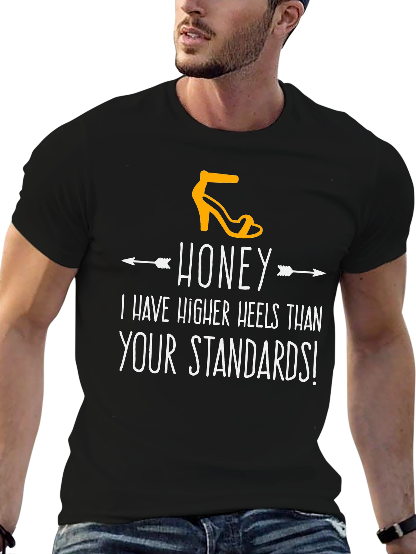 Honey Higher Heels Graphic Tee - Stylish Statement T-Shirt