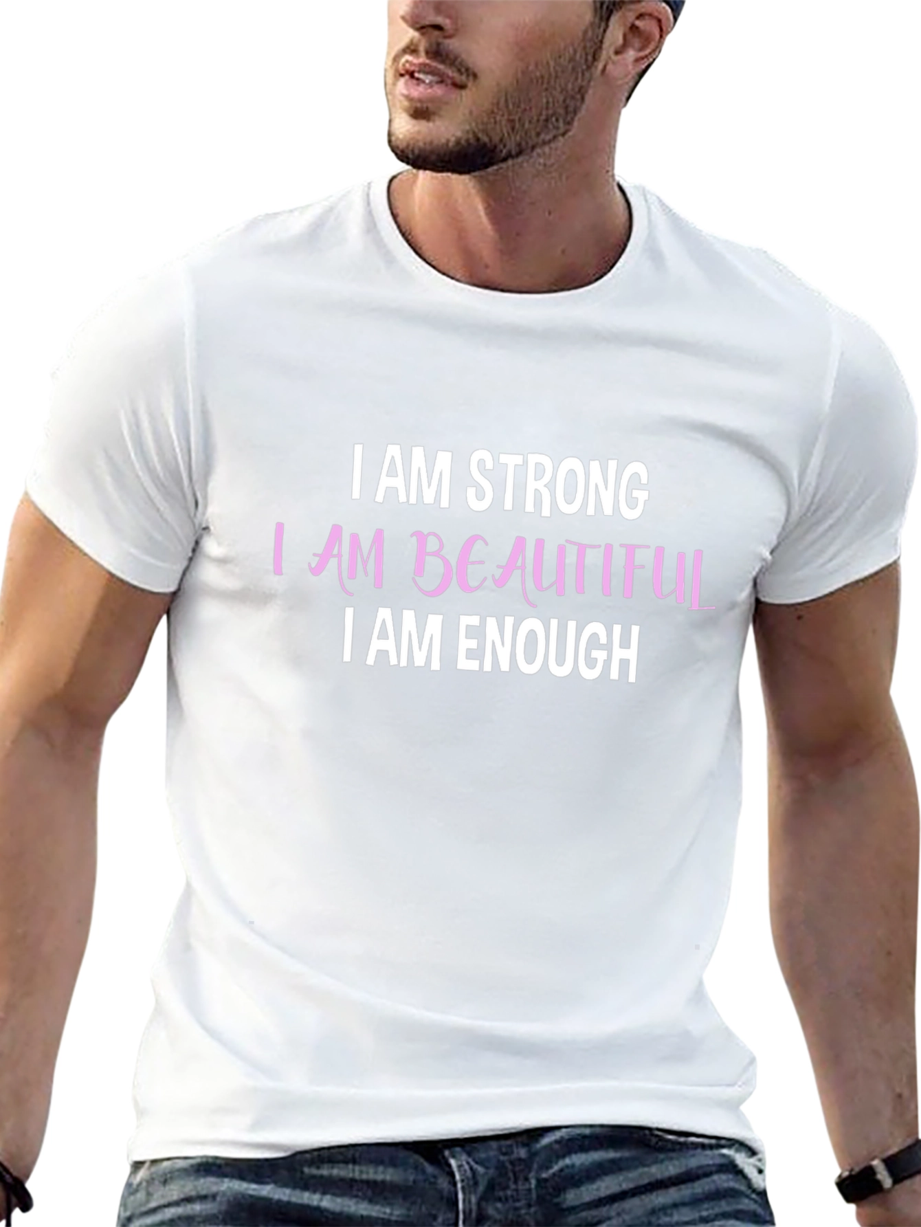 I AM Strong Beautiful Enough Black T-Shirt