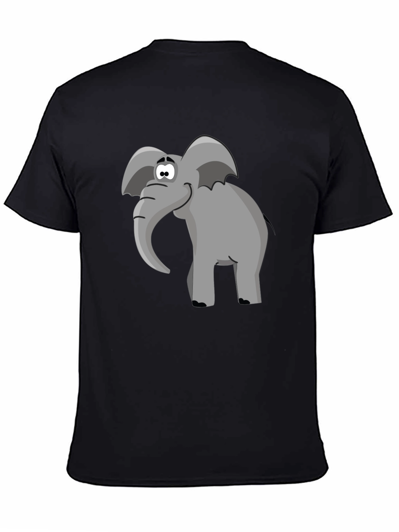 Cartoon Elephant Graphic Tee - Black T-Shirt