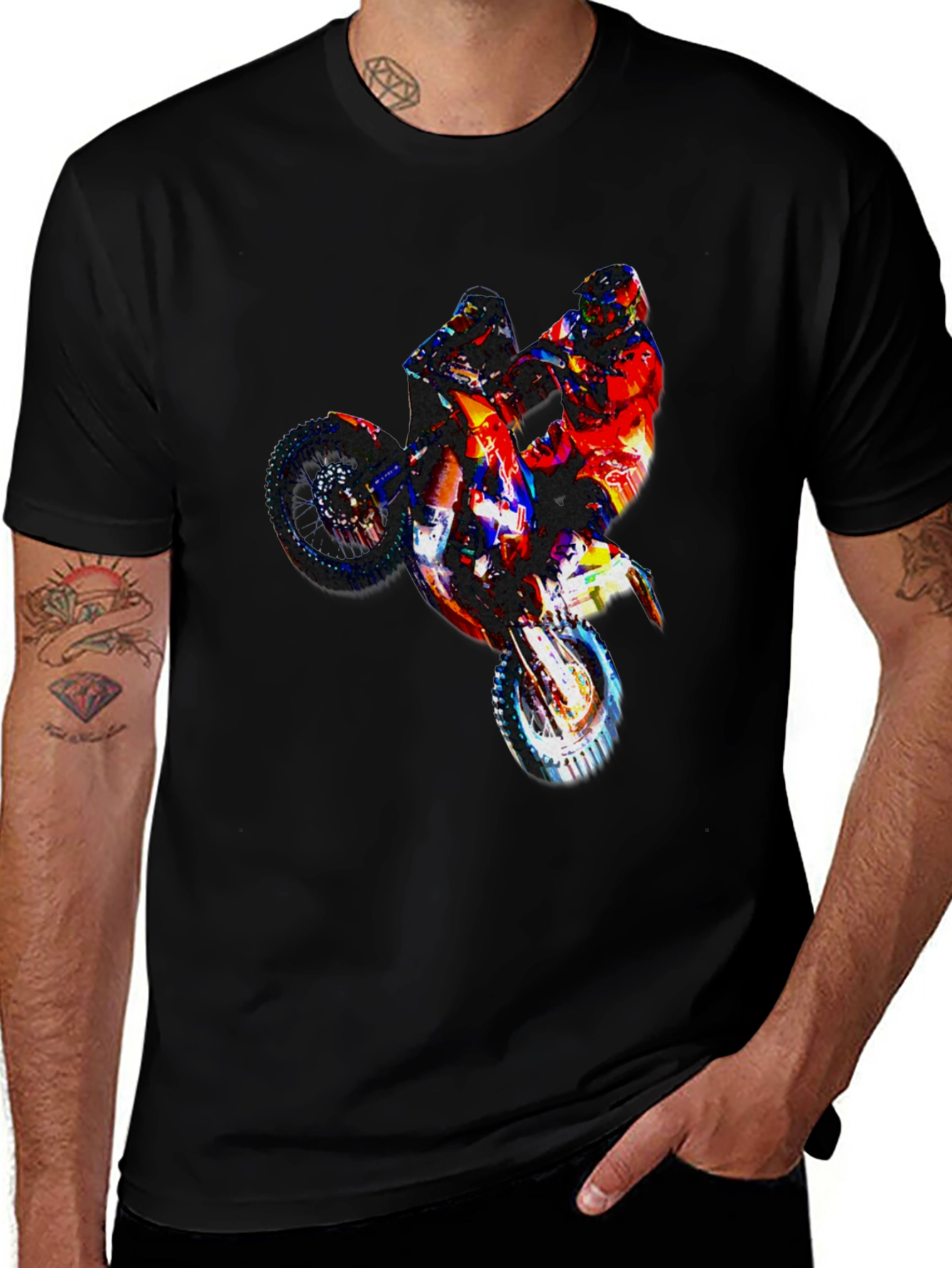 Motorcycle Graphic Tee - Black Mens T-Shirt