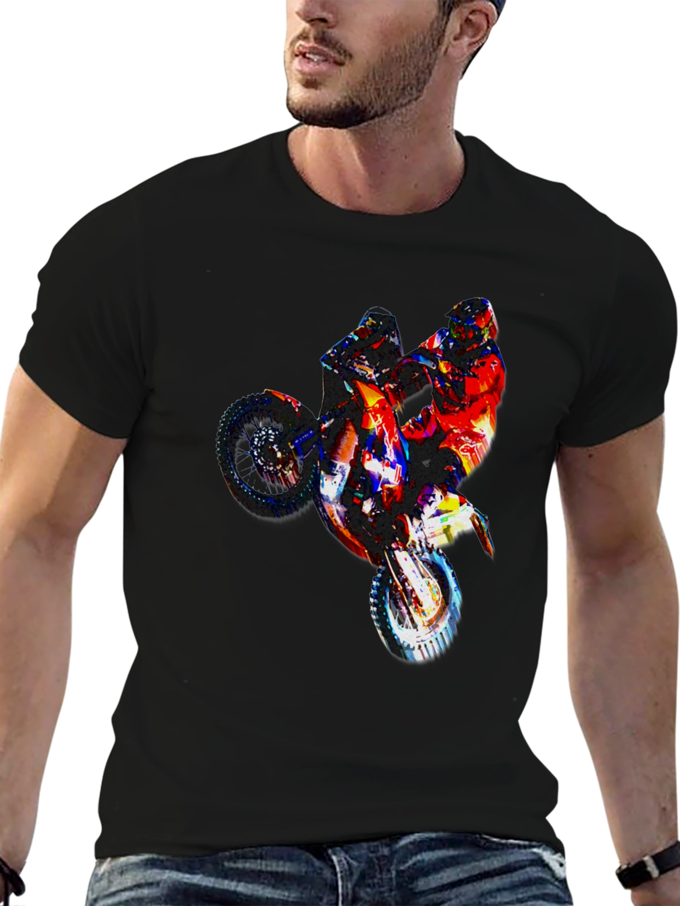 Motorcycle Graphic Tee - Black Mens T-Shirt