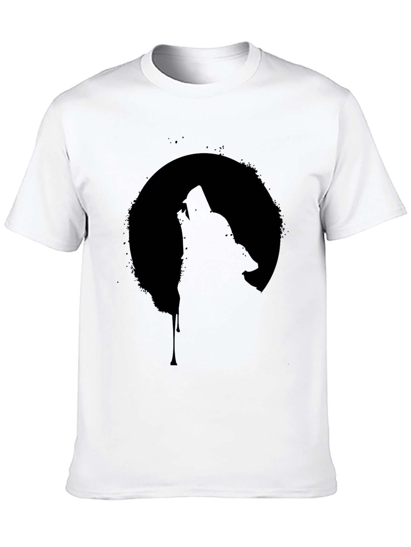 Wolf Howling at Moon Graphic Tee - Black
