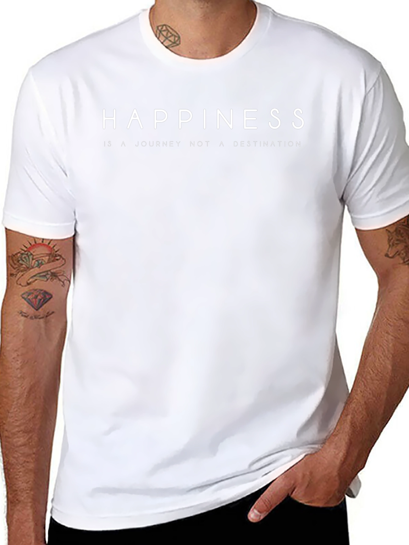 Happiness Journey Tee - Motivational Black T-Shirt