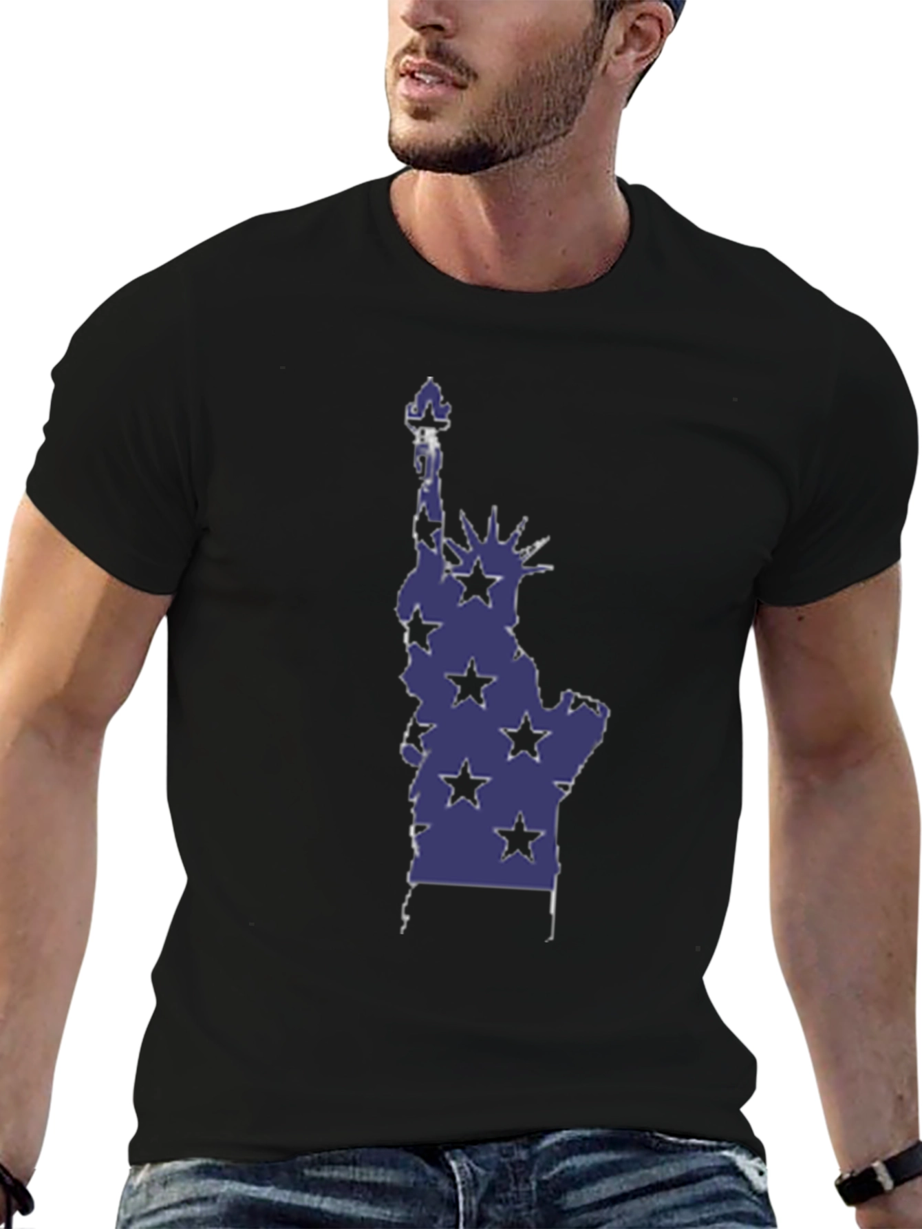Statue of Liberty Star Graphic Tee - Black