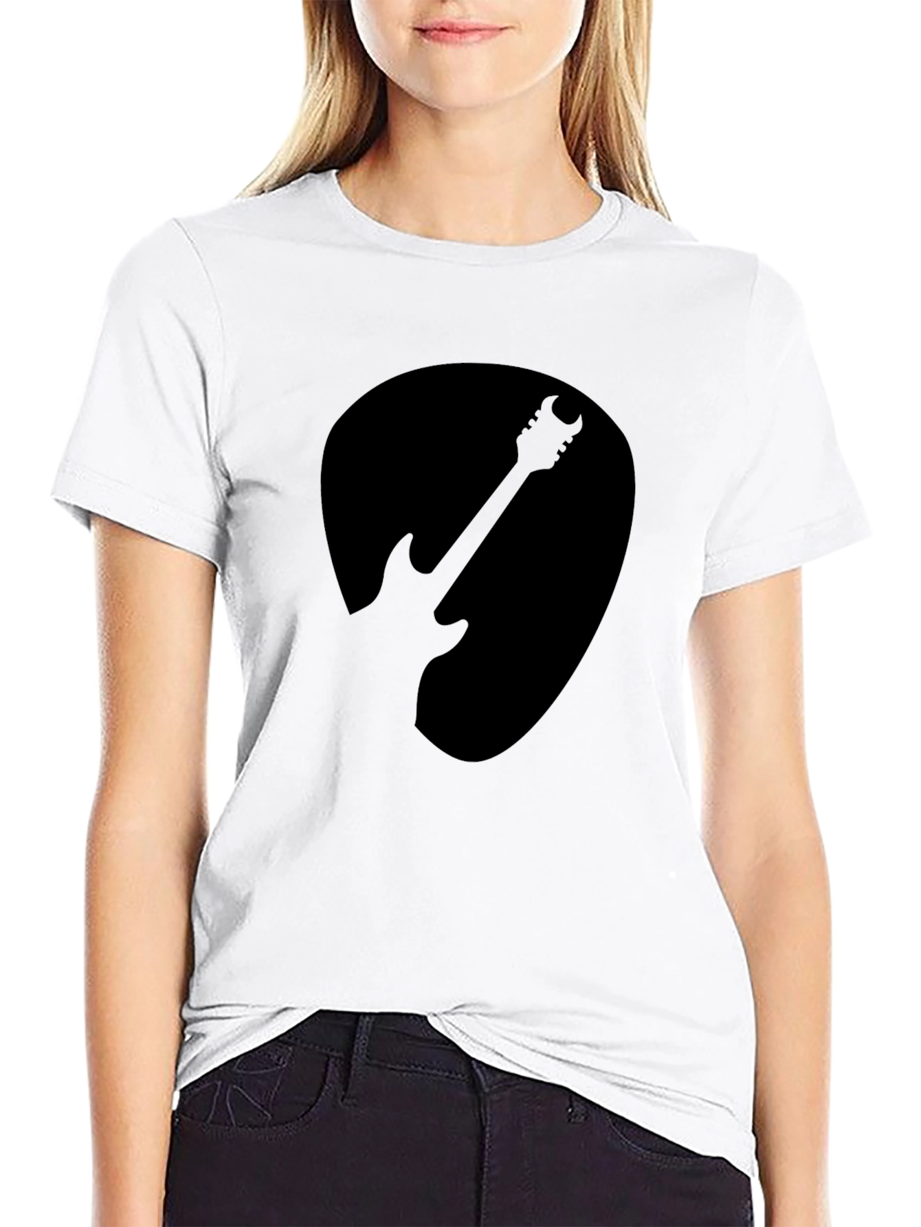 Guitar Silhouette Graphic T-Shirt - Black