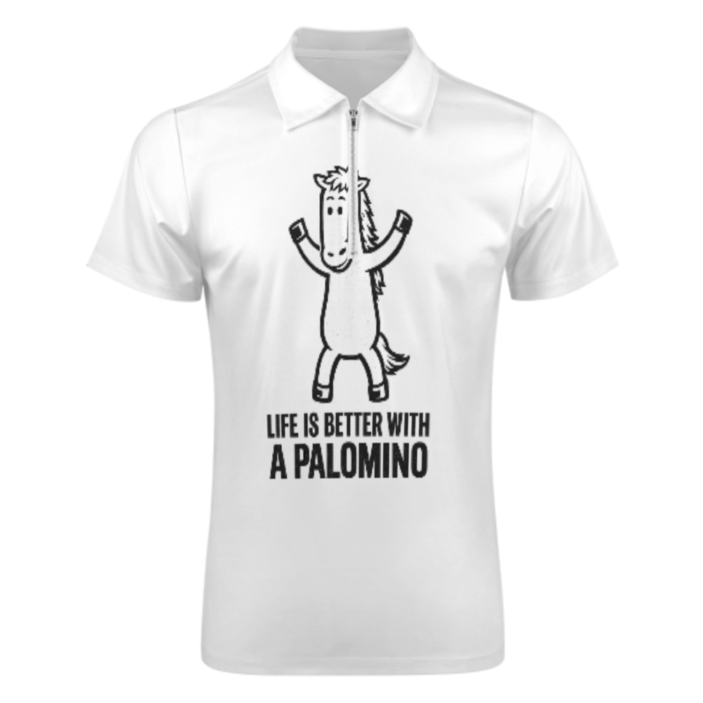 Life Is Better With a Palomino Graphic Polo Shirt – Cute Horse Lover Quarter Zip Casual Tee(z769)