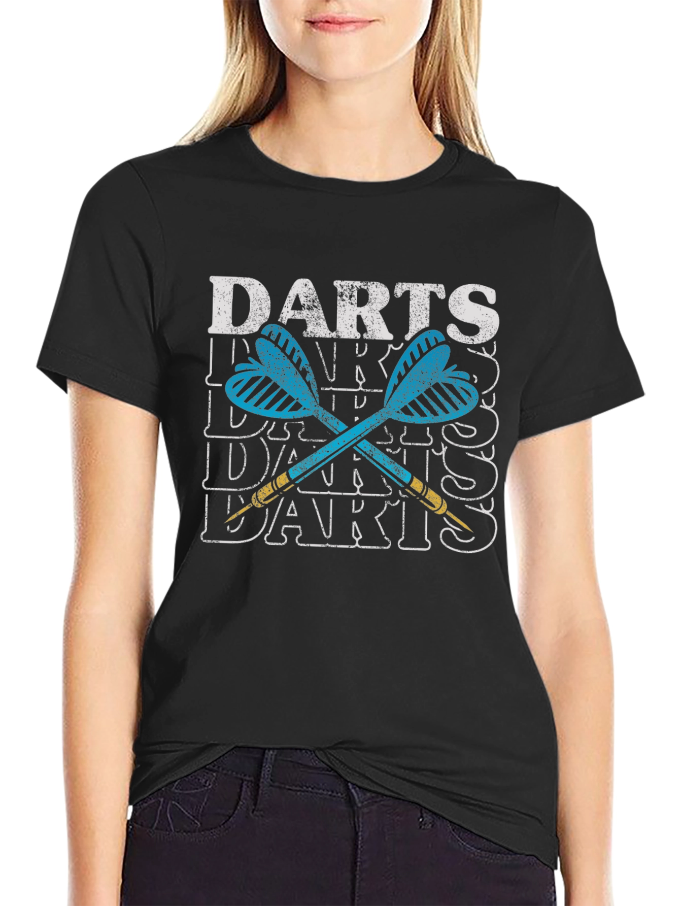 Darts Graphic Tee - Casual Black T-Shirt