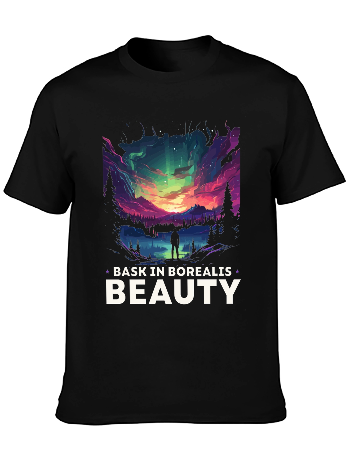 Bask in Borealis Beauty Black T-Shirt