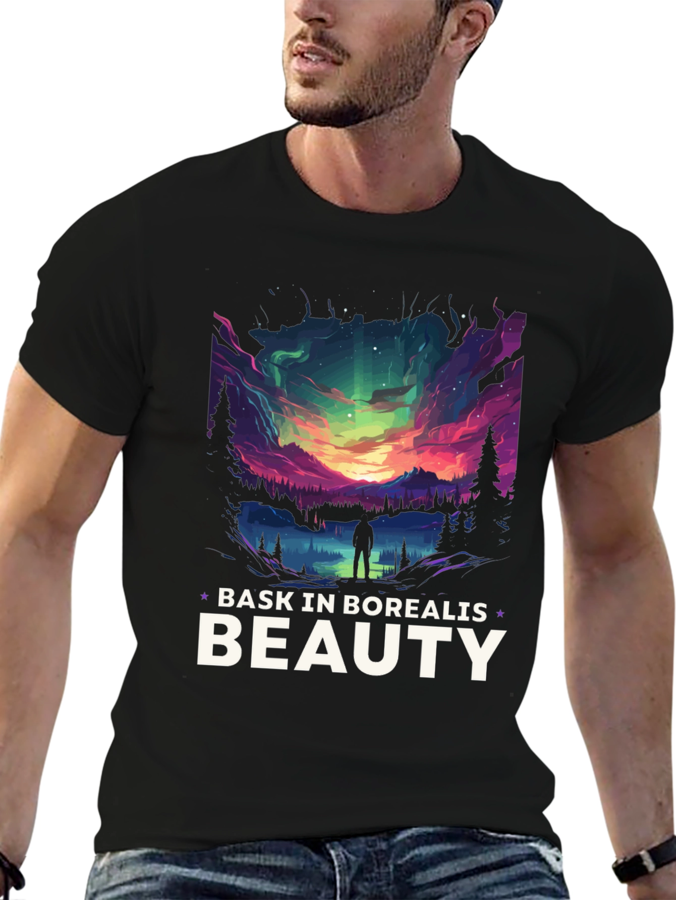 Bask in Borealis Beauty Black T-Shirt