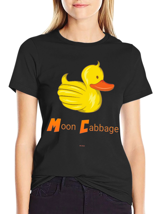 Moon Cabbage Duck Graphic T-Shirt - Black