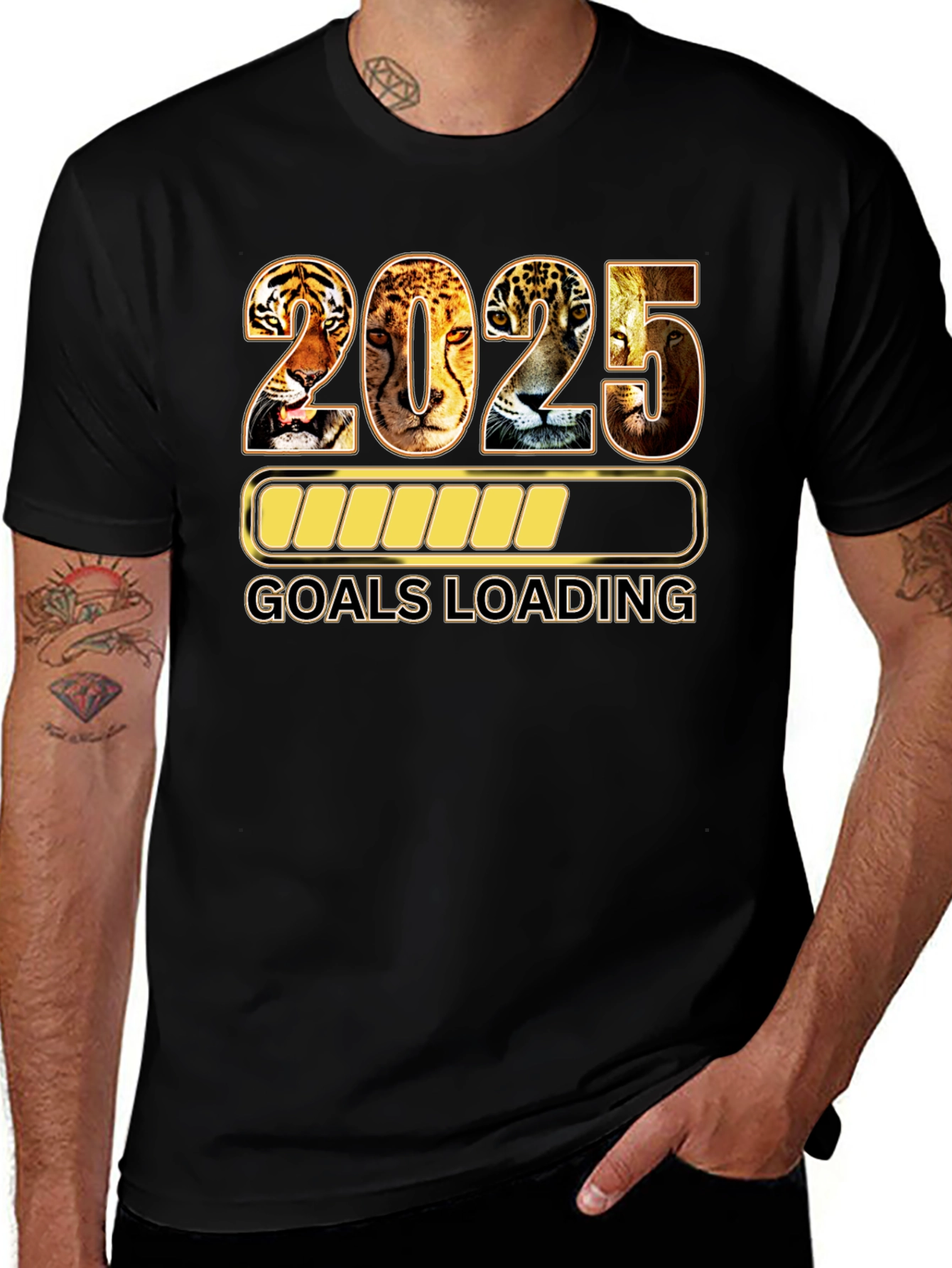 2025 Goals Loading Black T-Shirt