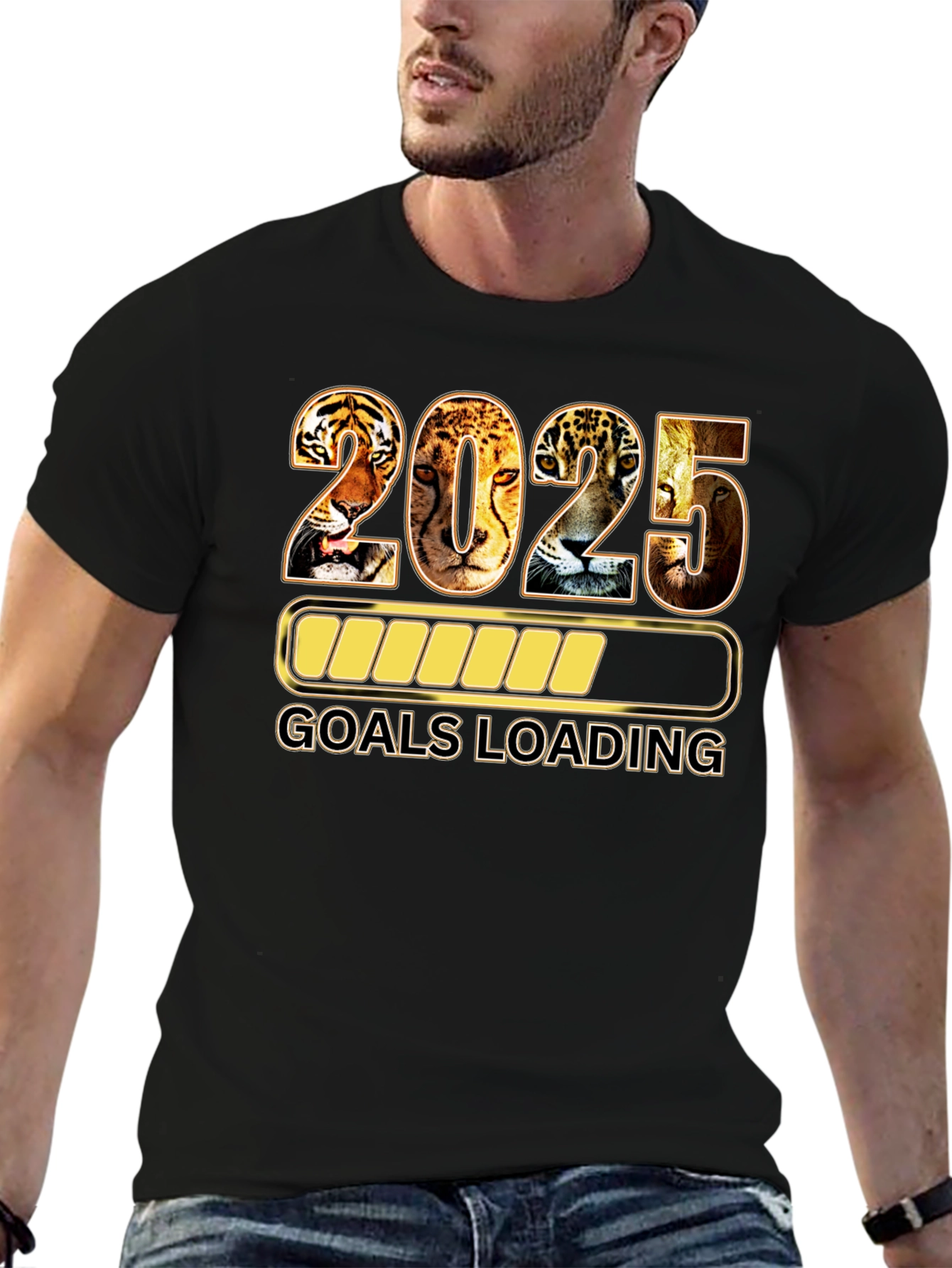 2025 Goals Loading Black T-Shirt