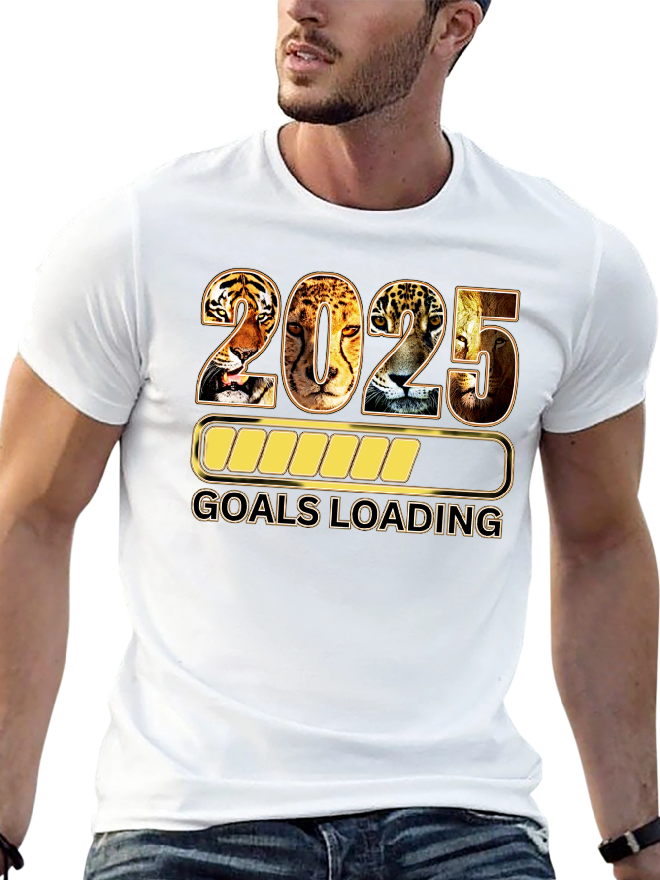 2025 Goals Loading Black T-Shirt