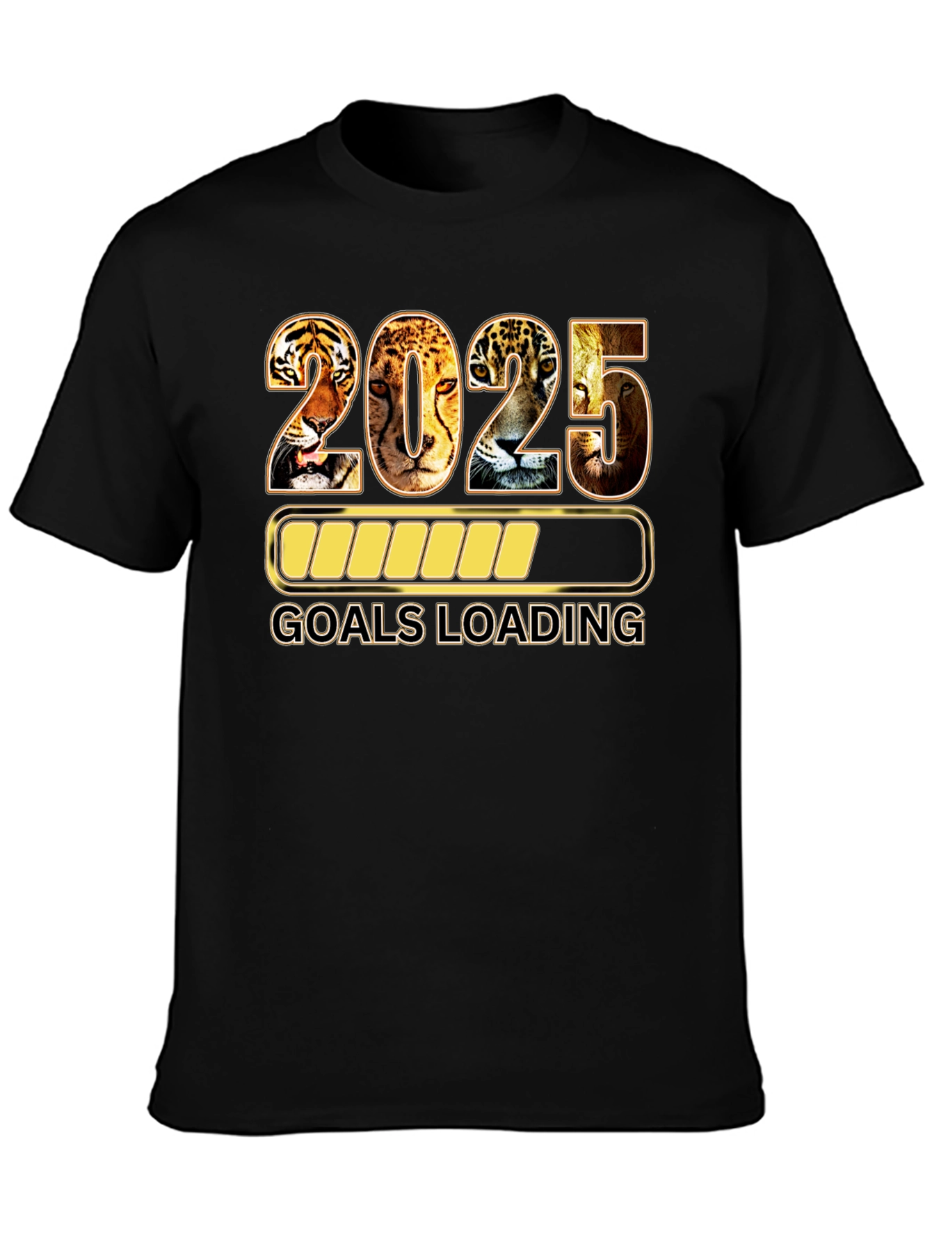 2025 Goals Loading Black T-Shirt
