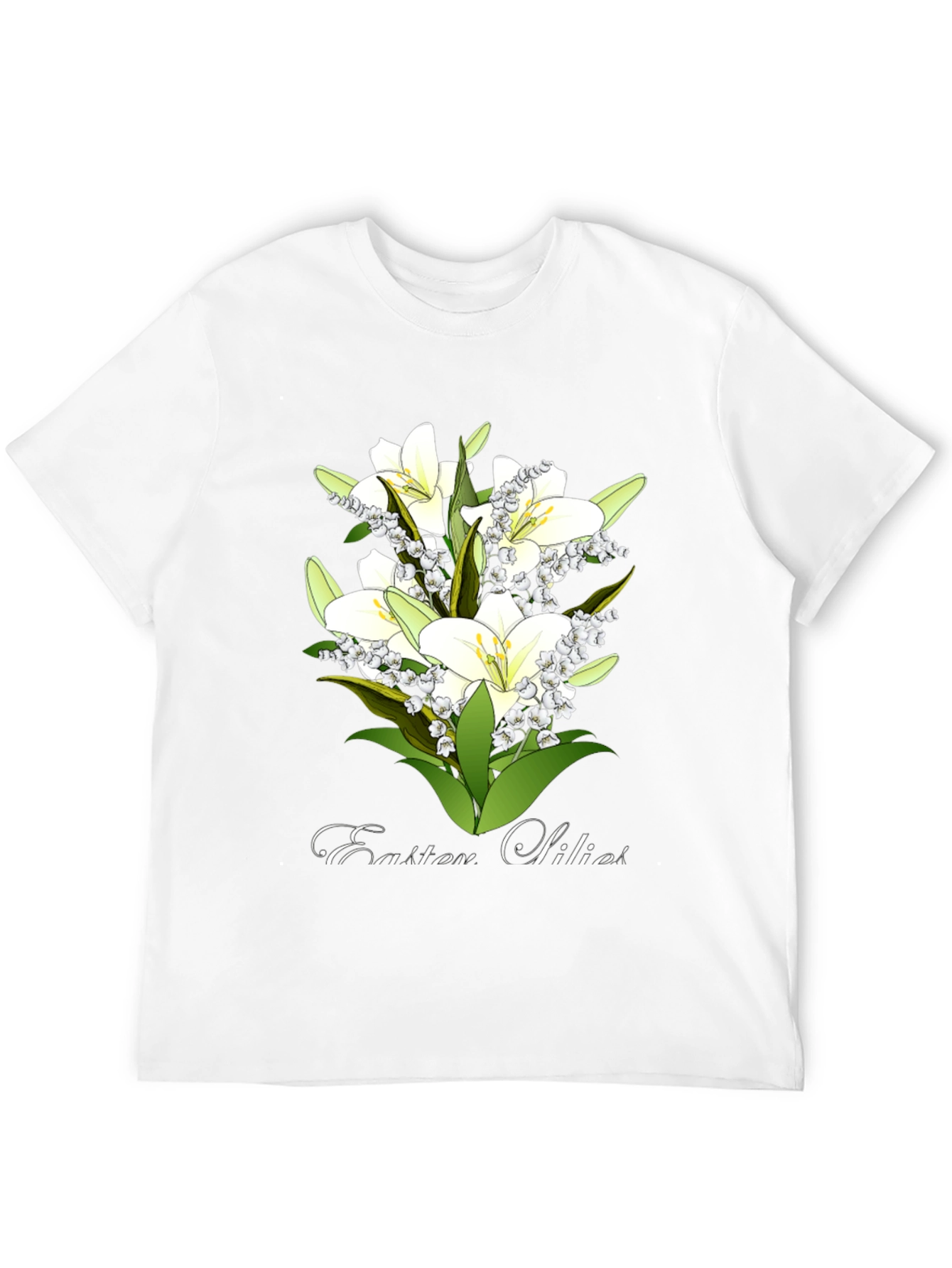 Easter Lilies Graphic Tee - Black Cotton T-Shirt